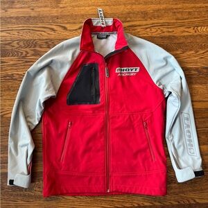 #574 Hoyt Archery SOFT SHELL WEATHER RESISTANCE Red and Gray Men's Jacket.